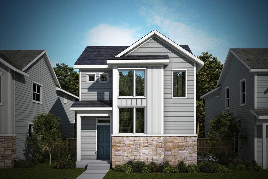 Front exterior of a home in the Revel Crossing at Wolf Ranch – The Ascent Collection community, located in Colorado Springs, CO (Image 12).