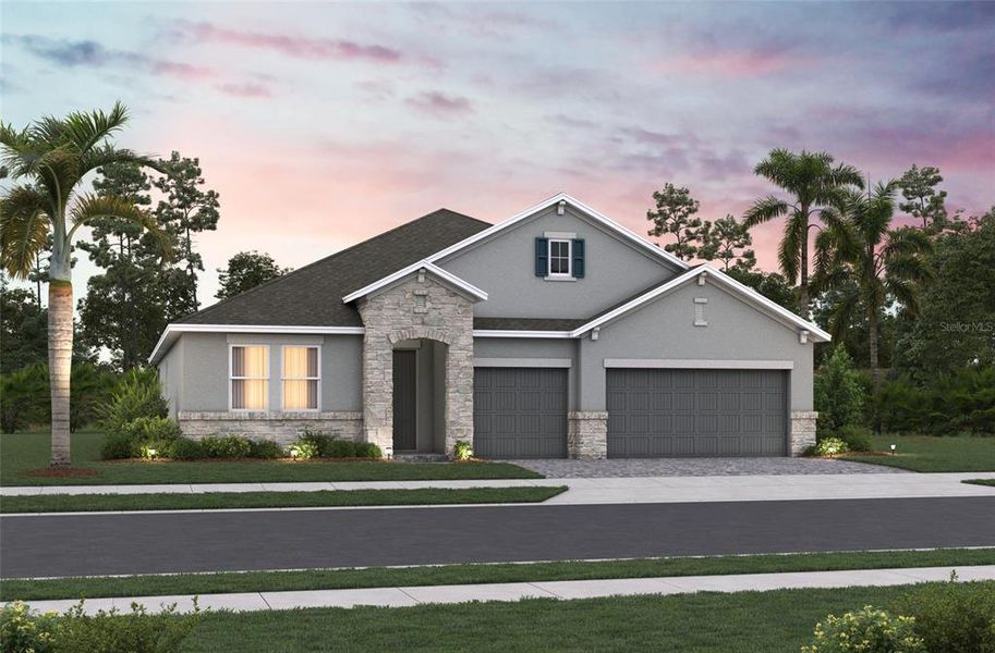 Front exterior of a new home in Acuera Estates, Apopka, FL, highlighting curb appeal (Image 19).