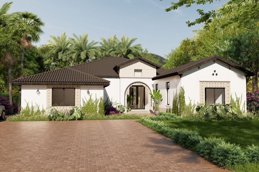 Representative exterior photo of a completed home built from the Majestic by CC Homes in Estates by Turnberry, Davie, FL (Image 10).