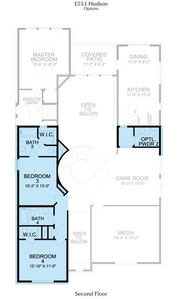 2D floor plan layout for the Hudson by Landon Homes in East Village - Classic Series, Frisco, TX (Image 26).