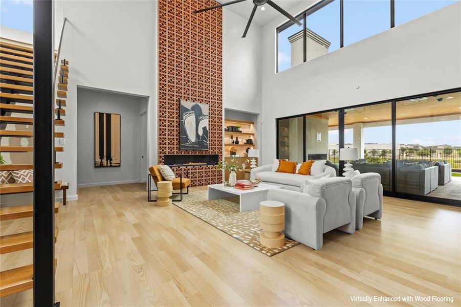 Virtually enhanced to show wood flooring