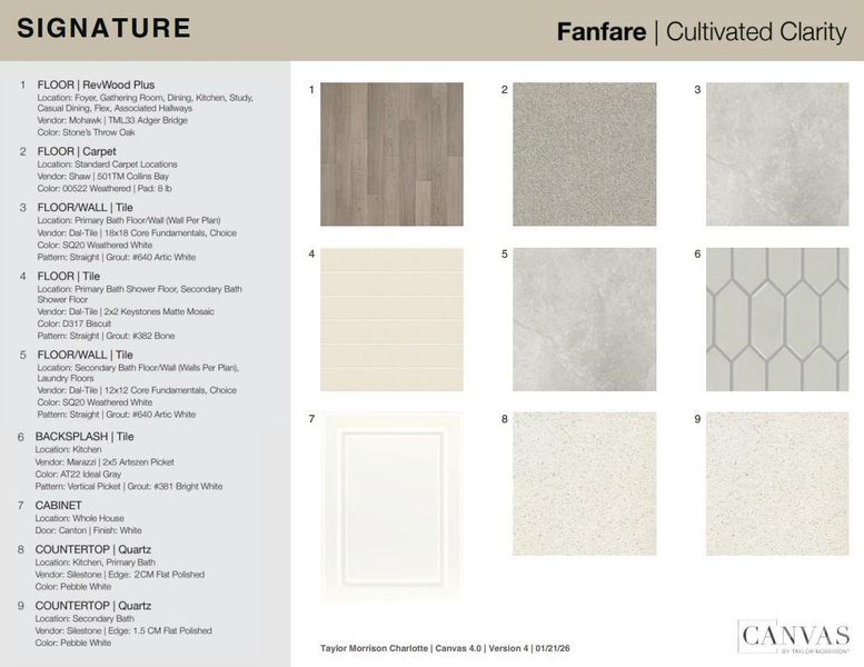 3916 Clemson Alley design selections! This home is currently under construction and selections are subject to change.