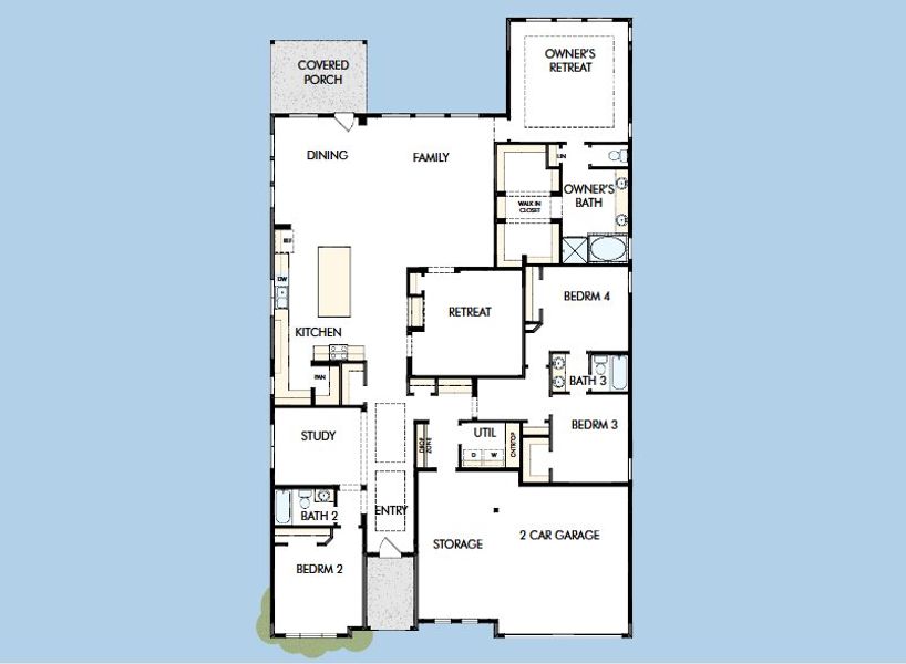 2D floor plan layout for the The Milburn by David Weekley Homes in Prairieland Village 60' Homesites, Cypress, TX (Image 4).