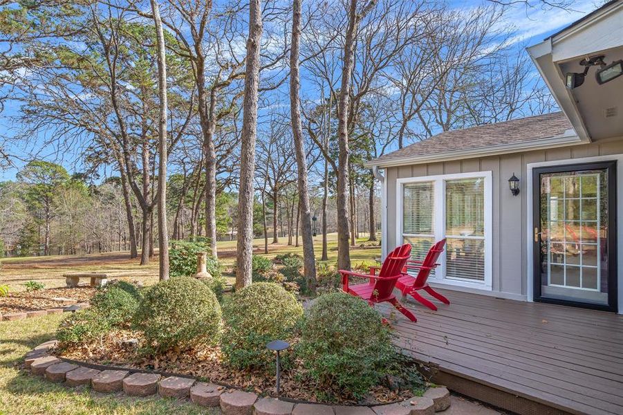 Exterior details and patio area of a home in , Holly Lake Ranch (Image 21).