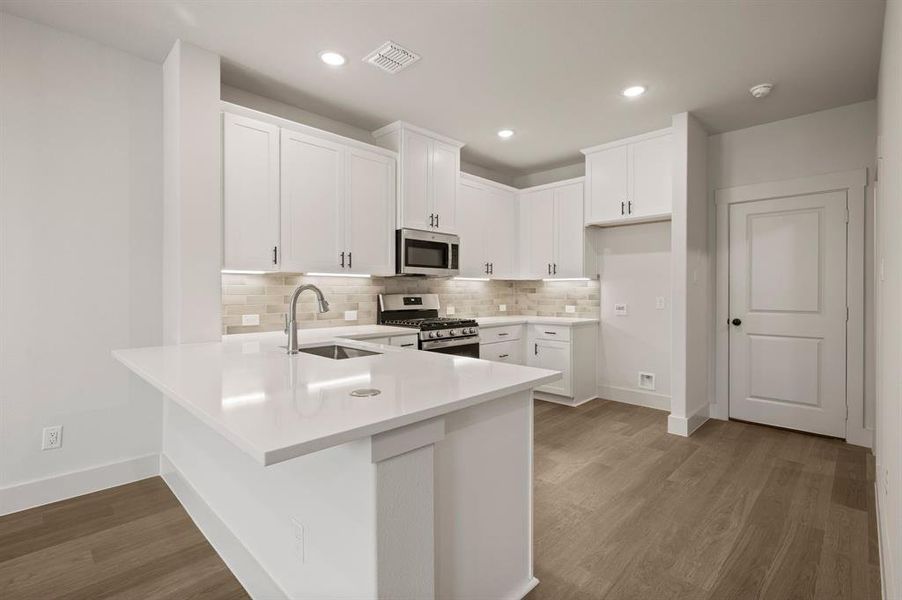 Your new kitchen peninsula offers a great place for a quick bite or homework station. Your new kitchen peninsula offers a great place for a quick bite or homework station.