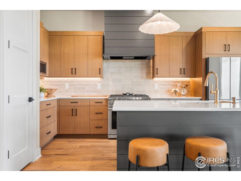 Open kitchen with pantry