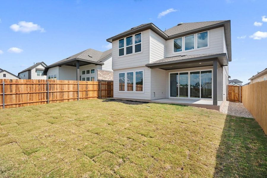 Exterior details and patio area of a home in Terrace Collection at Heritage, Dripping Springs (Image 19). Exterior details and patio area of a home in Terrace Collection at Heritage, Dripping Springs (Image 19).