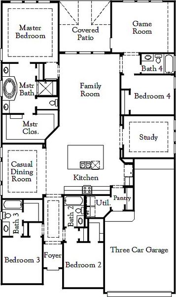 2D floor plan layout for the Hart by Coventry Homes in Wildflower Ranch, Fort Worth, TX (Image 3). 2D floor plan layout for the Hart by Coventry Homes in Wildflower Ranch, Fort Worth, TX (Image 3).