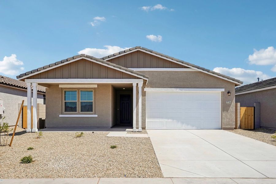 Exterior elevation. Representative images and renderings are for illustrative purposes. Actual structural options and design finishes of home may vary. Exterior elevation. Representative images and renderings are for illustrative purposes. Actual structural options and design finishes of home may vary.