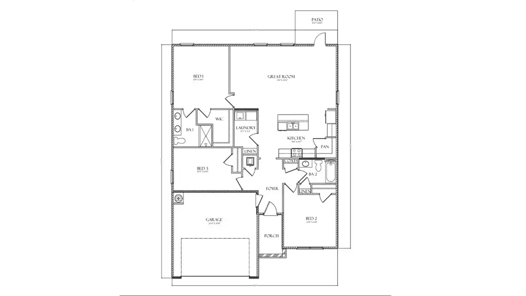 2D floor plan layout for the Walker by D.R. Horton in Abilene Acres, Tallahassee, FL (Image 2). 2D floor plan layout for the Walker by D.R. Horton in Abilene Acres, Tallahassee, FL (Image 2).