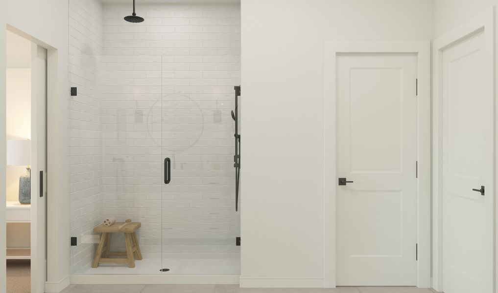 Primary bath with glass shower enclosure Primary bath with glass shower enclosure