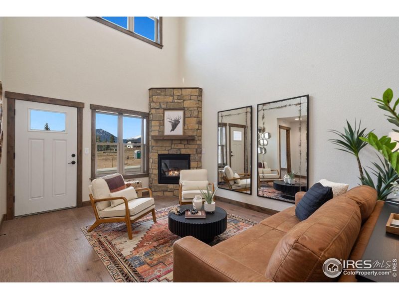 Gas fireplace with TV mount above fireplace if desired.