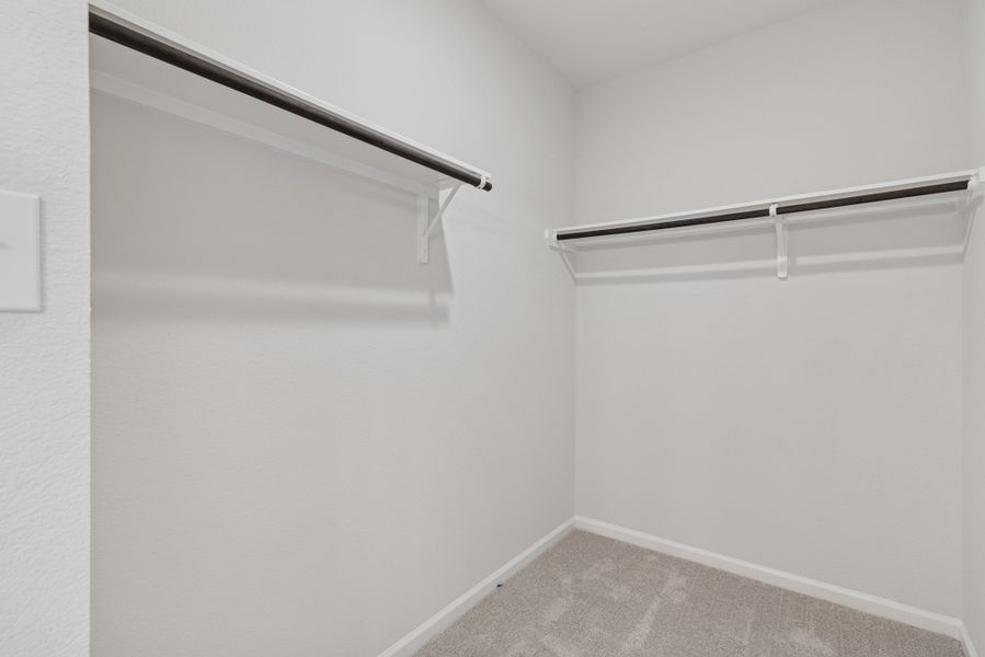 The Blue Jay II- Primary Walk-in Closet. Sample image for illustration; upgrades, options, and colors may vary.