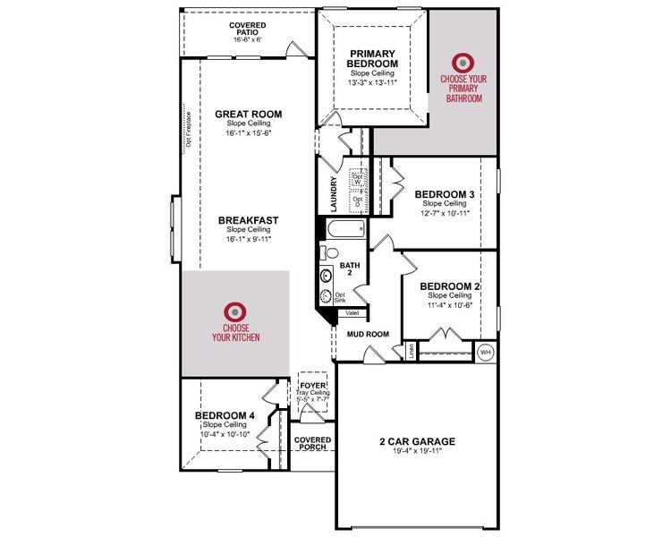 2D floor plan layout for the Brook by Beazer Homes in Sorella, Tomball, TX (Image 4).