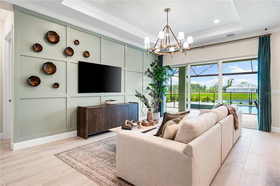 Furnished interior view inside a new home in Esplanade at Skye Ranch, Sarasota (Image 23).