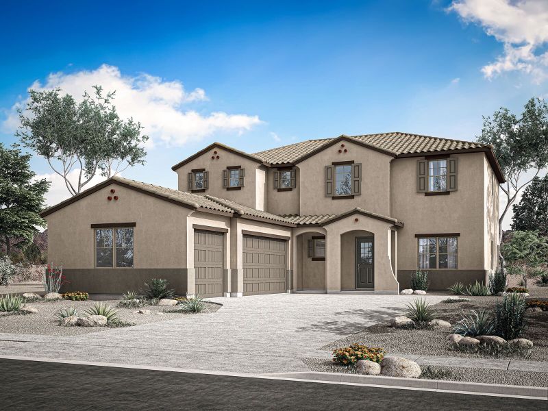 Representative exterior photo of a completed home built from the Mahogany by Mattamy Homes in Landmarke, Queen Creek, AZ (Image 22).