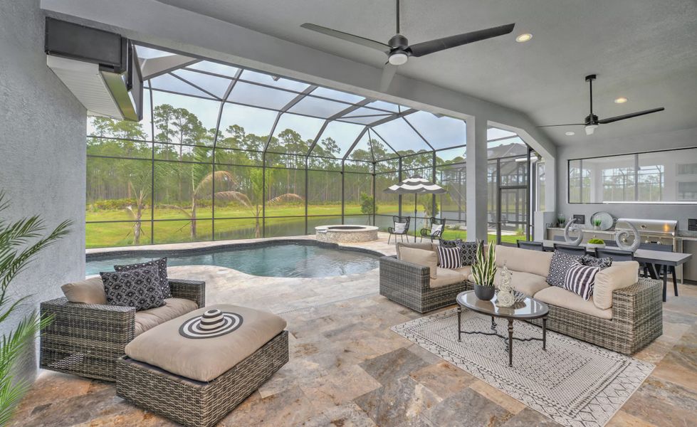 Exterior details and patio area of a home in Plantation Bay, Ormond Beach (Image 3).