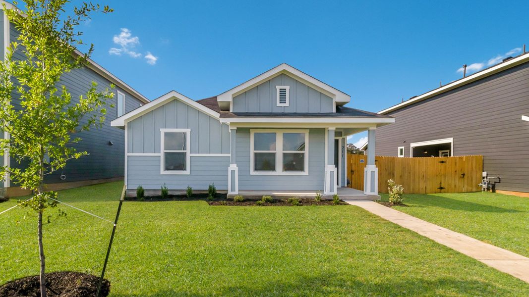 Representative exterior photo of a completed home built from the The Fenwick by D.R. Horton in Valverde, Bastrop, TX (Image 2). Representative exterior photo of a completed home built from the The Fenwick by D.R. Horton in Valverde, Bastrop, TX (Image 2).