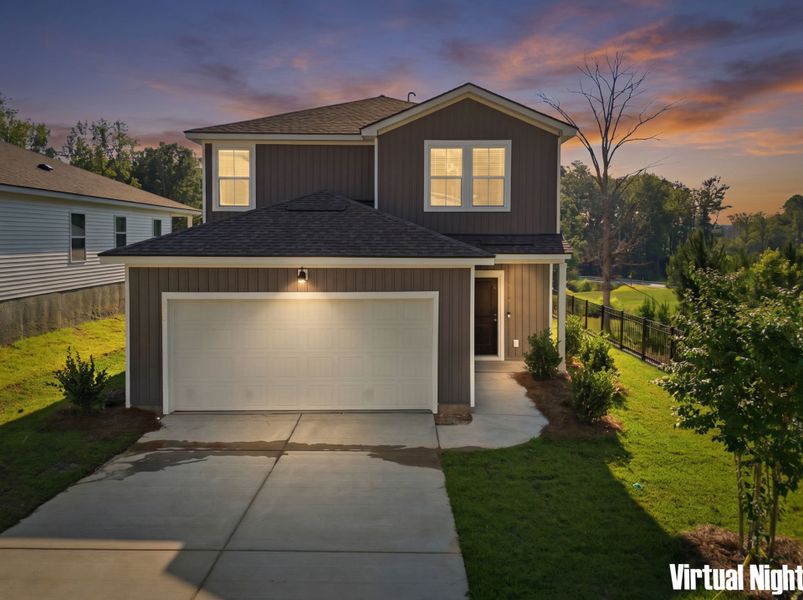 Front exterior of a new home in Grand Arbor, Blythewood, SC, highlighting curb appeal (Image 16).