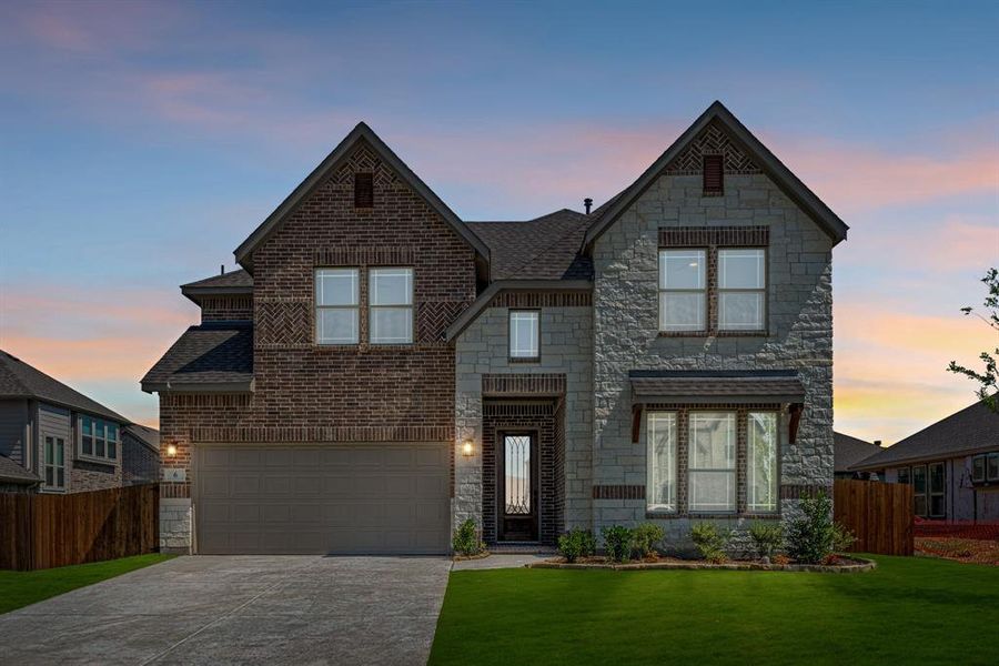 Front exterior of a new home in Sable Creek, Sanger, TX, highlighting curb appeal (Image 2). Front exterior of a new home in Sable Creek, Sanger, TX, highlighting curb appeal (Image 2).