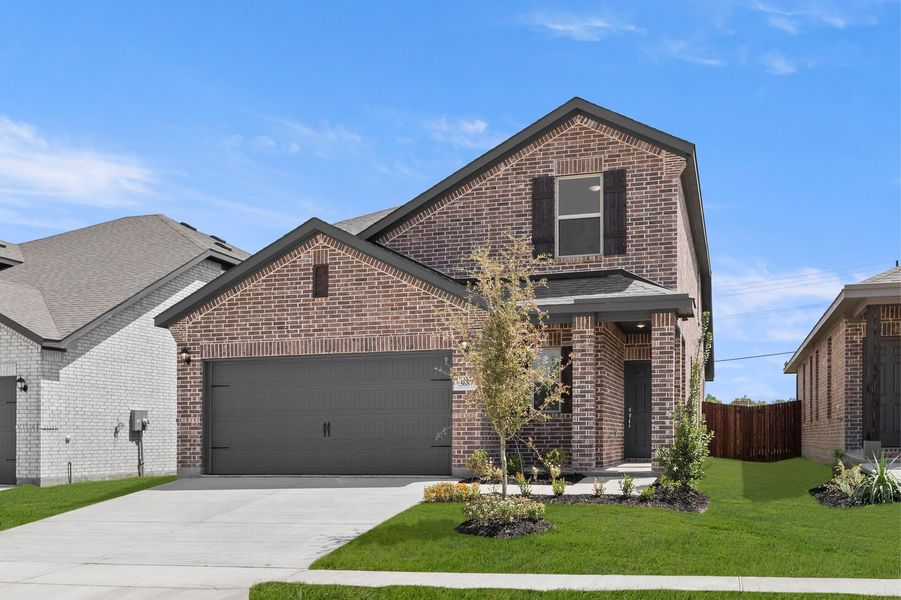Front exterior of a new home in Churchill, Anna, TX, highlighting curb appeal (Image 2). Front exterior of a new home in Churchill, Anna, TX, highlighting curb appeal (Image 2).