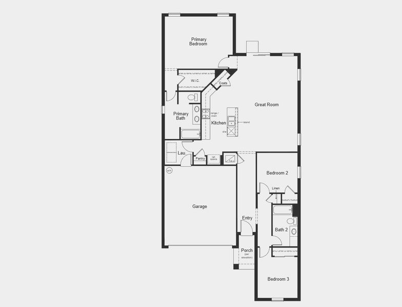 2D floor plan layout for the Plan 1662 by KB Home in The Shores II, St. Cloud, FL (Image 3).