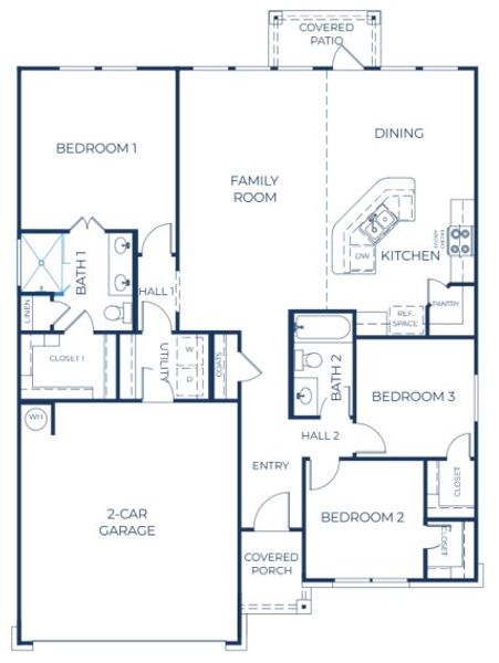 2D floor plan layout of this home in Hartrick Ranch, Temple, TX (Image 3).