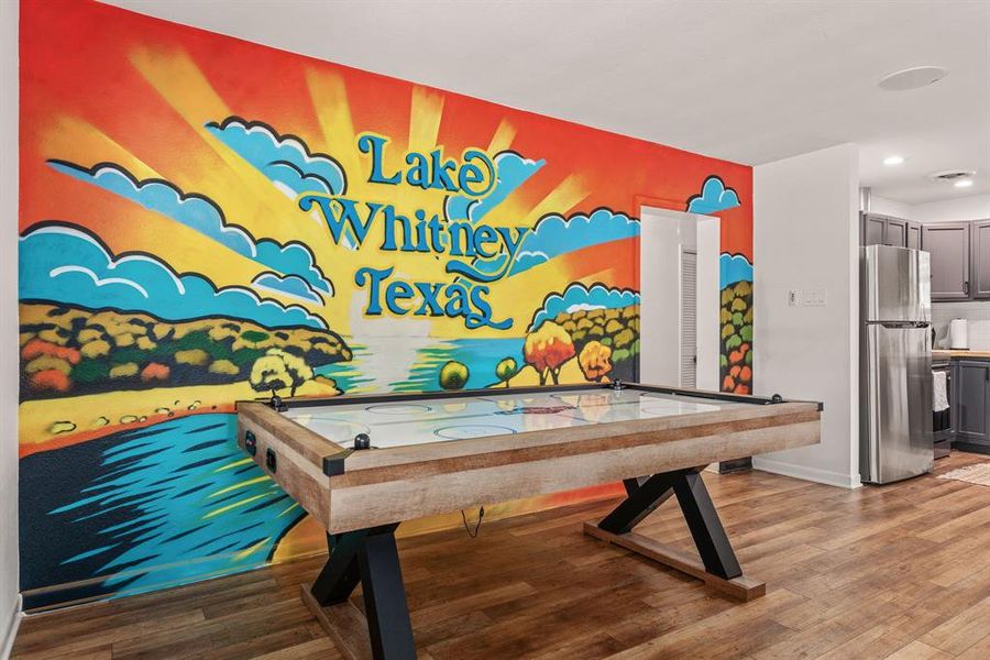 Yep. Air hockey. Just a taste of all the spaces set up for fun on this property.