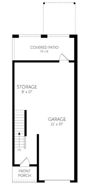 2D floor plan layout for the Fulton - Townhomes by Dream Finders Homes in Hidden Pointe, Savannah, GA (Image 4).