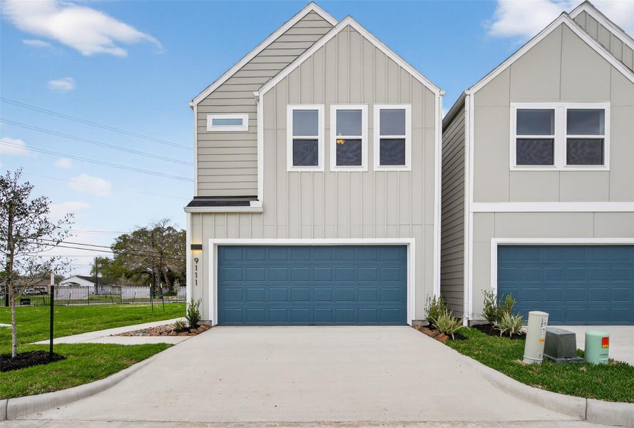 Striking modern elevation with clean architectural lines, a soft neutral palette, and a sleek two-car garage that creates a refined first impression. Striking modern elevation with clean architectural lines, a soft neutral palette, and a sleek two-car garage that creates a refined first impression.