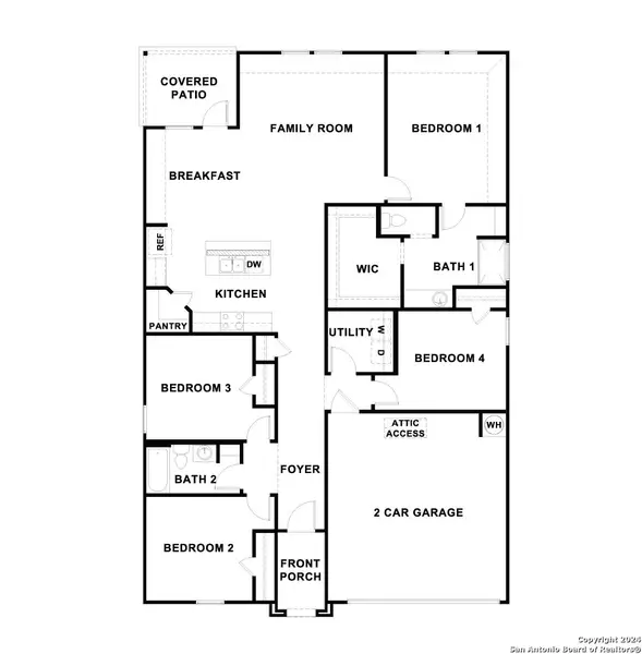 2D floor plan layout of this home in Navarro Fields, Seguin, TX (Image 2).