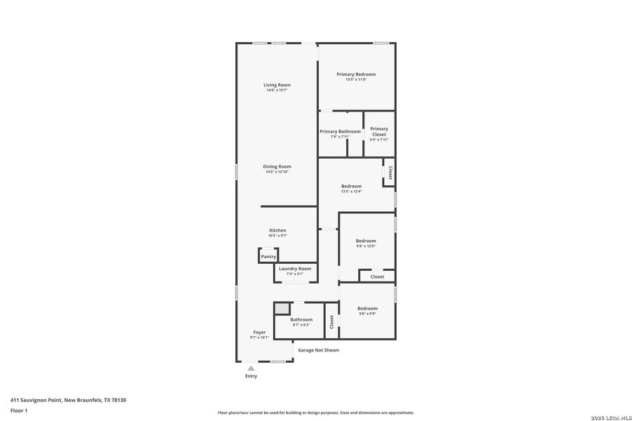 2D floor plan layout of this home in Guadalupe Ridge, New Braunfels, TX (Image 4).