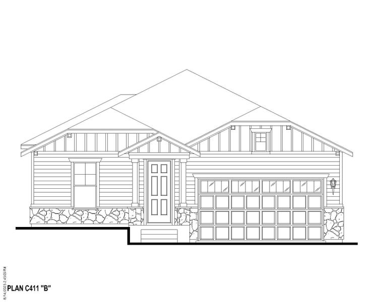 Plan C411 Elevation B w/ Stone