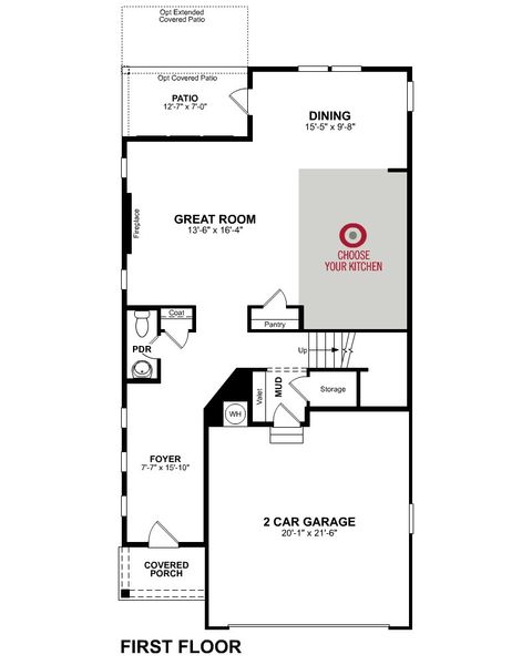 2D floor plan layout for the Grant by Beazer Homes in Poppy at GreenHouse, Marietta, GA (Image 3).