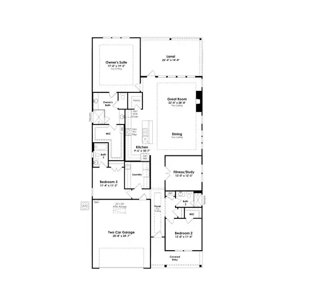 2D floor plan layout of this home in Cresswind at Rocky River, Locust, NC (Image 4).