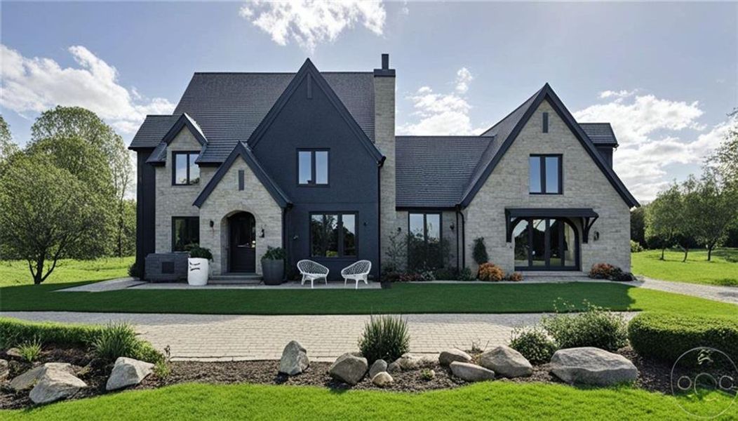 Front exterior of a new home in , Flowery Branch, GA, highlighting curb appeal (Image 1). Front exterior of a new home in , Flowery Branch, GA, highlighting curb appeal (Image 1).