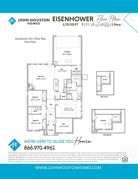 2D floor plan layout for the Eisenhower by John Houston Homes in The Oasis - Phase 2, Waxahachie, TX (Image 3).