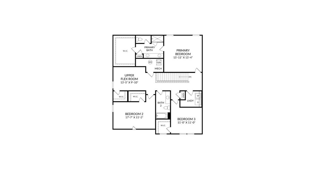 2D floor plan layout for the The Idlewild by Stanley Martin Homes in Rosinburg Glen, Zebulon, NC (Image 6).