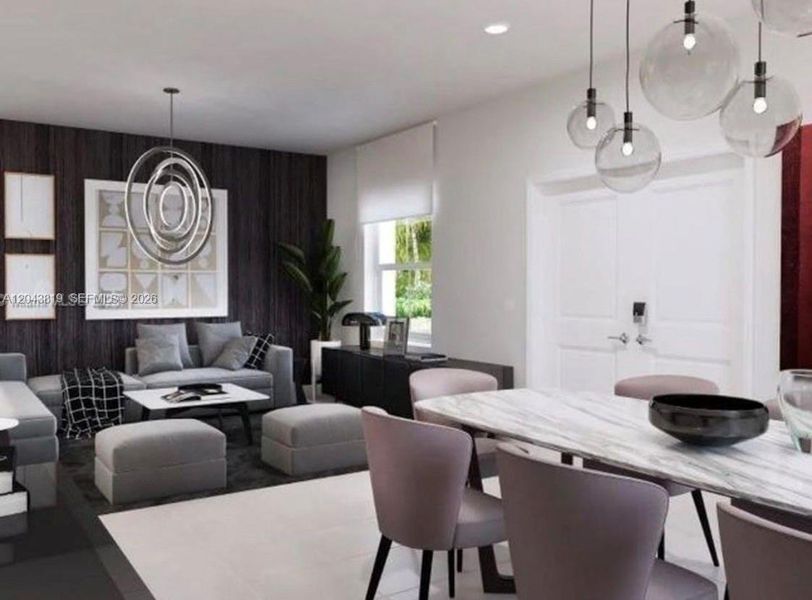 Furnished interior view inside a new home in , Miami (Image 11). Furnished interior view inside a new home in , Miami (Image 11).