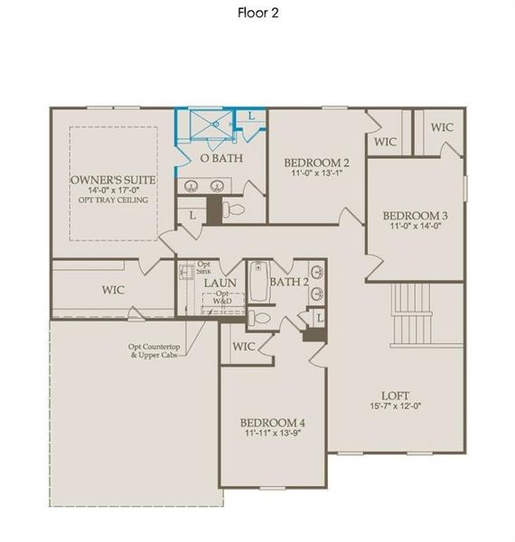 2D floor plan layout of this home in Reunion, Flowery Branch, GA (Image 3).