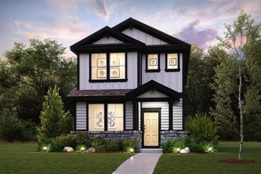 Front exterior of a new home in The Hollows at Avery Centre, Round Rock, TX, highlighting curb appeal (Image 1). Front exterior of a new home in The Hollows at Avery Centre, Round Rock, TX, highlighting curb appeal (Image 1).