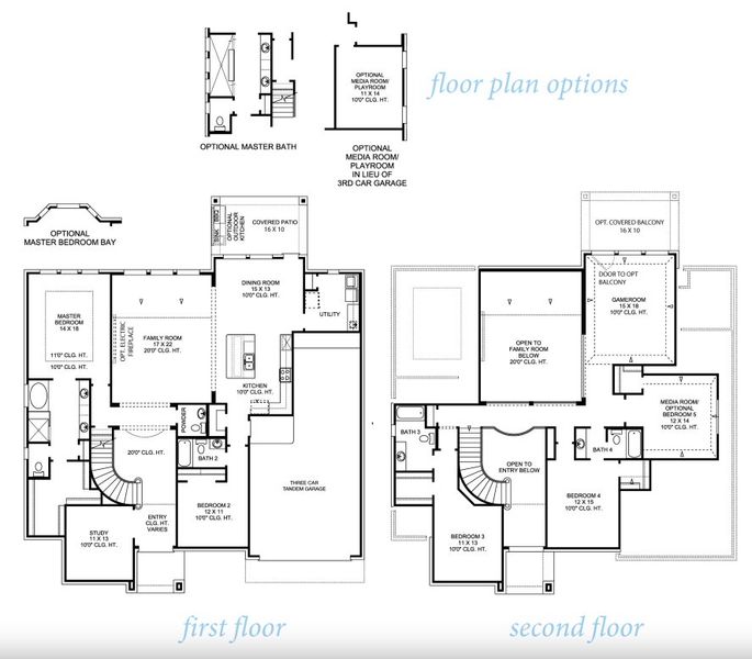 2D floor plan layout for the Magnolia 3884 by J. Patrick Homes in Colton, Montgomery, TX (Image 2).