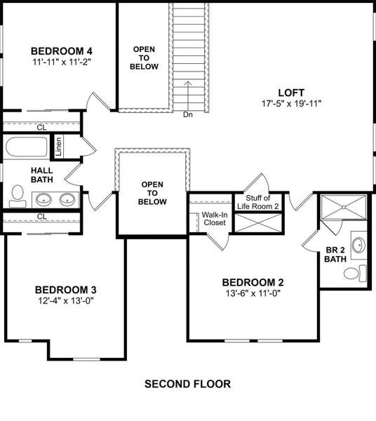 The Tuscaloosa floor plan by K. Hovnanian Homes. 2nd floor shown. *Prices, plans, dimensions, features, specifications, materials, and availability of homes or communities are subject to change without notice or obligation.