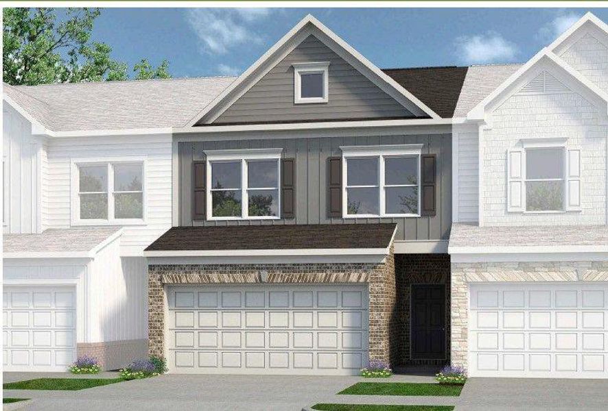Front exterior of a new home in Sanders Park, Austell, GA, highlighting curb appeal (Image 1). Front exterior of a new home in Sanders Park, Austell, GA, highlighting curb appeal (Image 1).