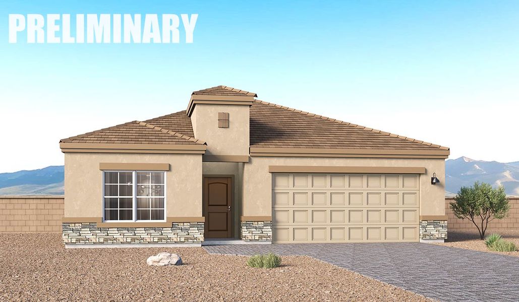 Representative exterior photo of a completed home built from the Charleston - Plan 2104 by D.R. Horton in Solterra, Green Valley, AZ (Image 1). Representative exterior photo of a completed home built from the Charleston - Plan 2104 by D.R. Horton in Solterra, Green Valley, AZ (Image 1).