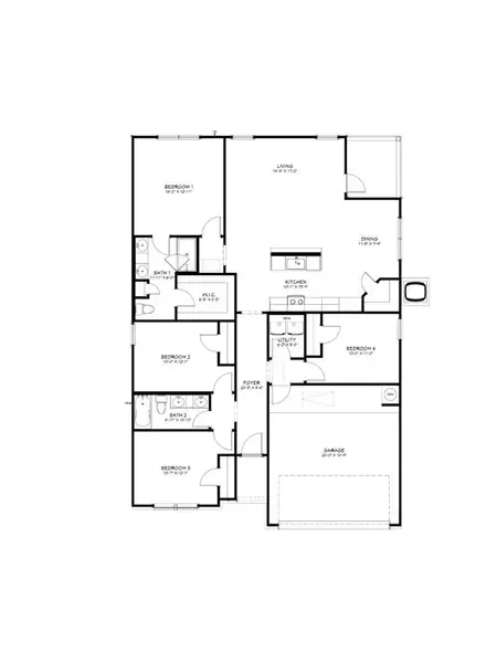 2D floor plan layout of this home in Wildwood Estates, Nolanville, TX (Image 3).