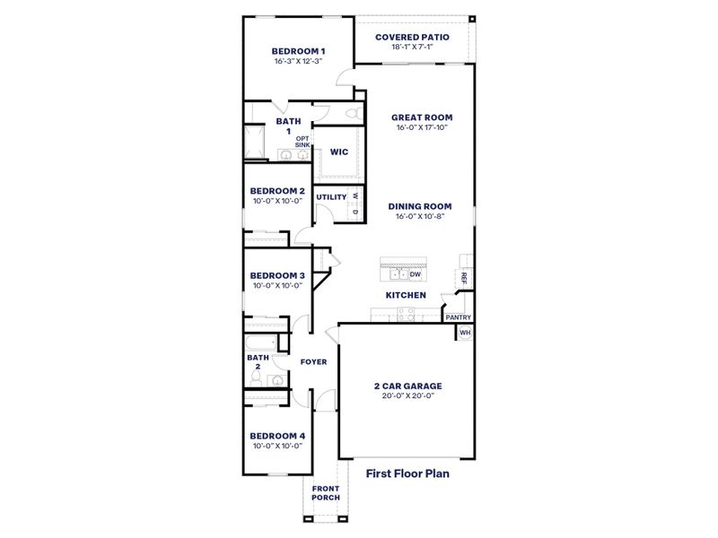2D floor plan layout for the Gaven by D.R. Horton in Remington, Buckeye, AZ (Image 3). 2D floor plan layout for the Gaven by D.R. Horton in Remington, Buckeye, AZ (Image 3).