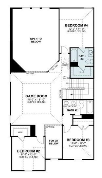 2D floor plan layout of this home in The Oaks on 6th Street, Magnolia, TX (Image 4).