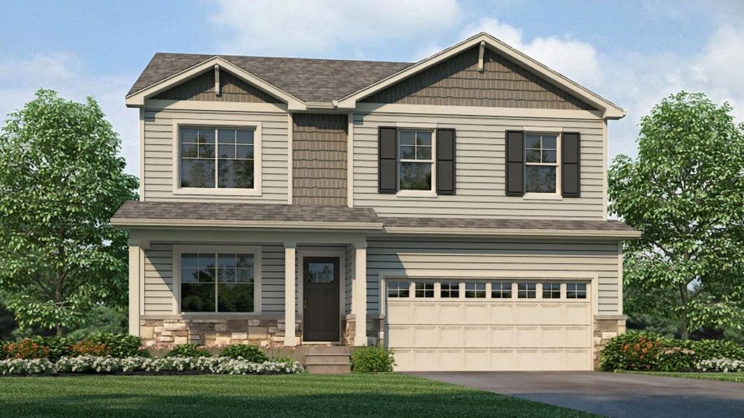 Front exterior of a new home in Vista Meadows, Fort Lupton, CO, highlighting curb appeal (Image 2). Front exterior of a new home in Vista Meadows, Fort Lupton, CO, highlighting curb appeal (Image 2).