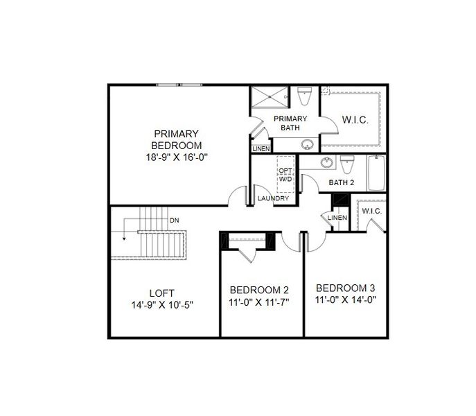 2D floor plan layout for the Edison by HHHunt Homes LLC in Oak Meadow, Angier, NC (Image 15).
